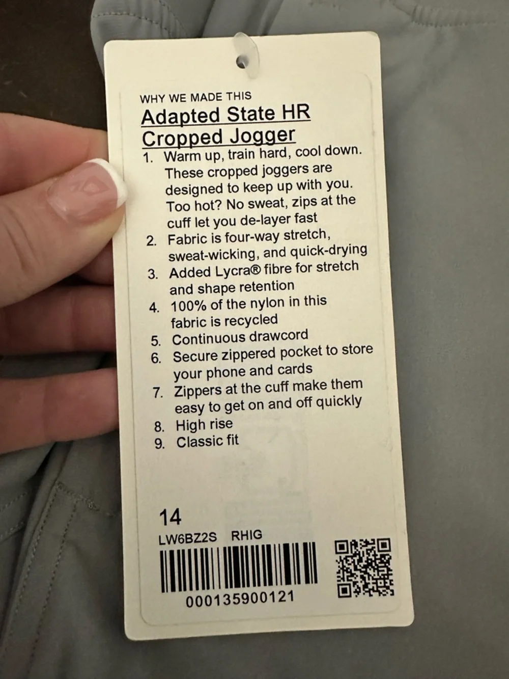 Lululemon Adapted State High-Rise Jogger Crop Pant in Rhino Grey Size 14 NWT - Picture 3 of 9